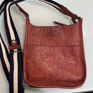 American Leather Brown Embossed Crossbody Bag